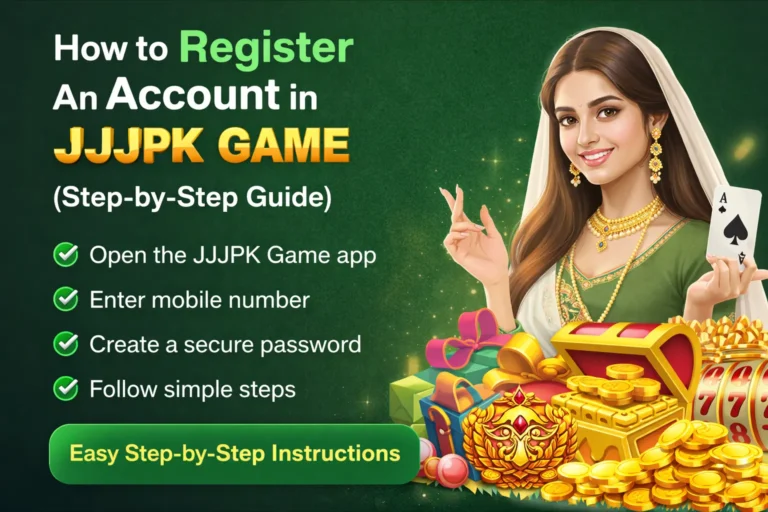 Step-by-step guide on how to register an account in JJJPK Game showing registration process and user interface
